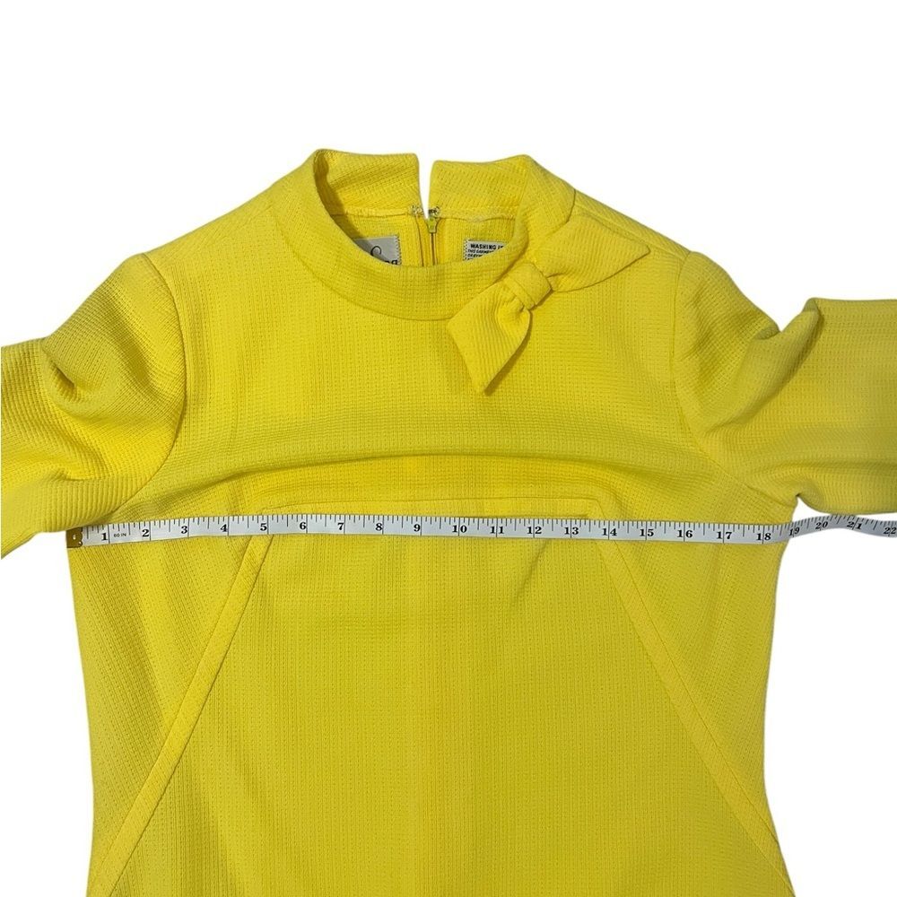 Vintage Jean Lang Originals Dress Bright Yellow Bow Shift Mod 60s No Size - Picture 6 of 7